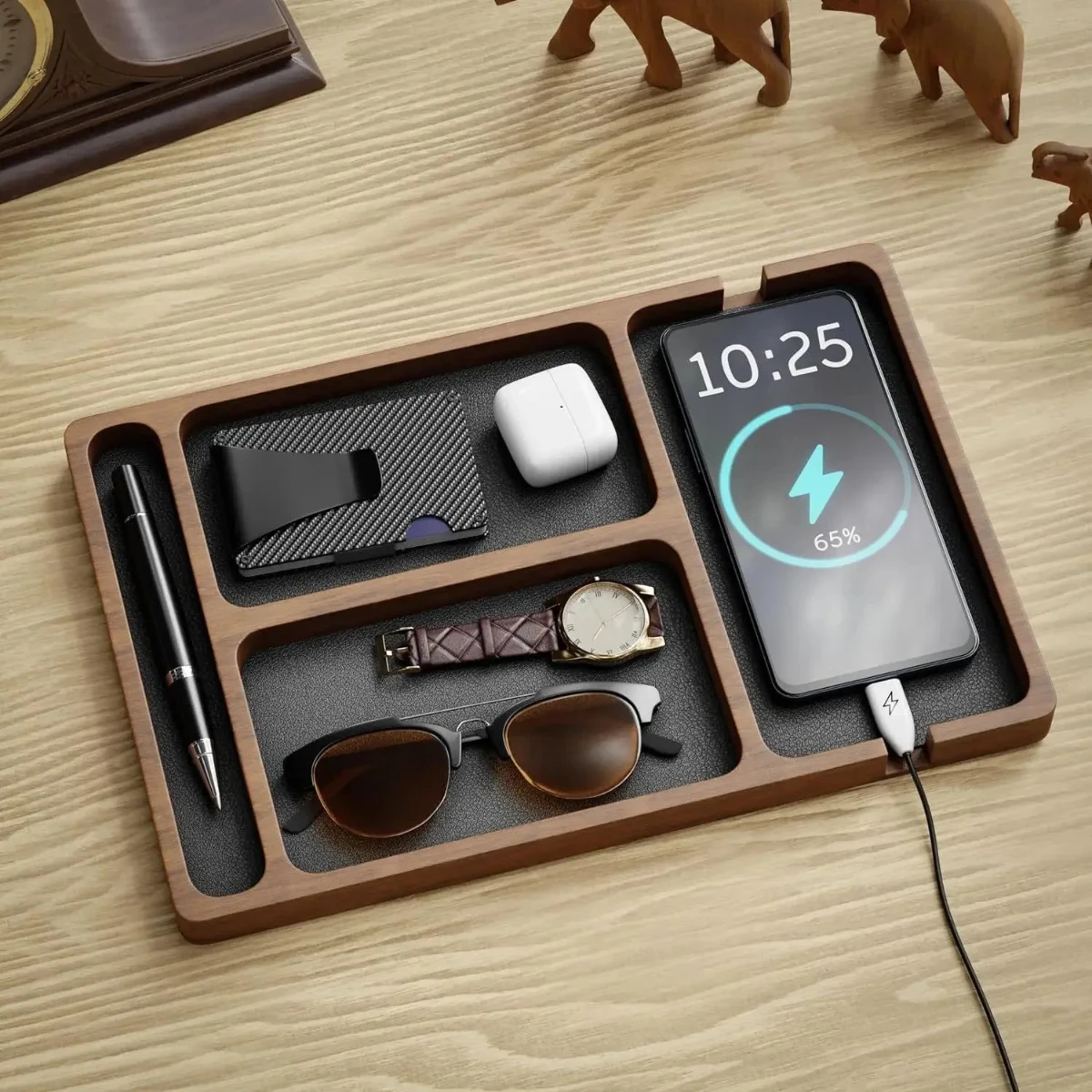 Solid Wood Desk Organizer Tray - Office & Home Essential